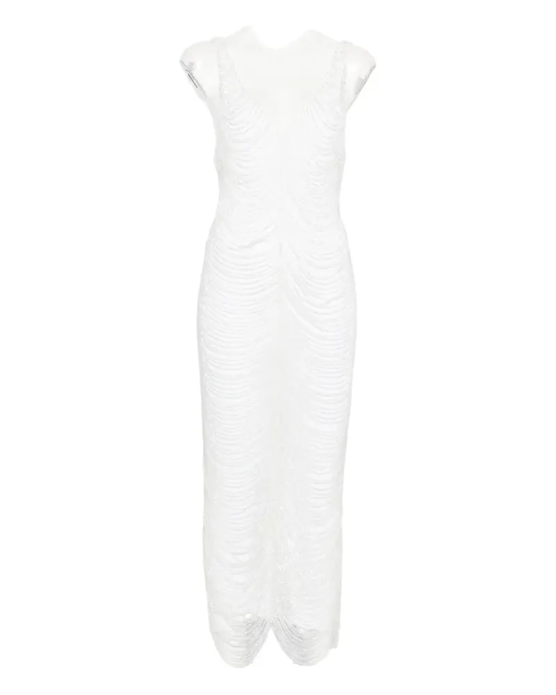 Giuseppe di Morabito beaded V-neck dress - Weiß Weiß