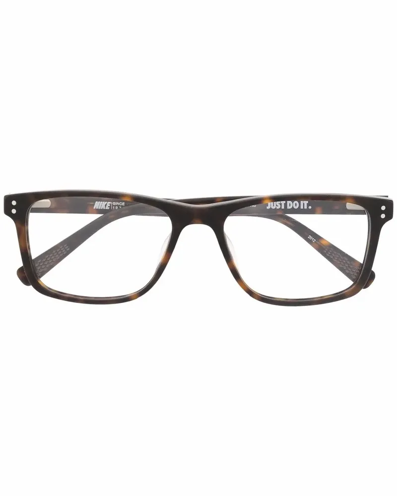 Nike Eckige Brille mit Swoosh-Detail - Braun Braun