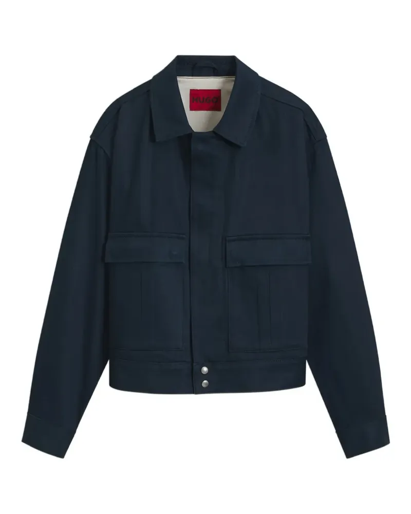 HUGO BOSS relaxed-fit short cotton jacket in denim - Blau Blau