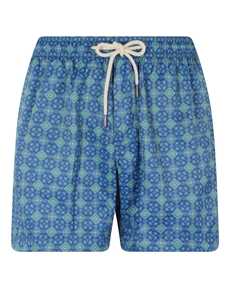 PENINSULA Capresa geometric-print drawstring-fastening swim shorts - Blau Blau