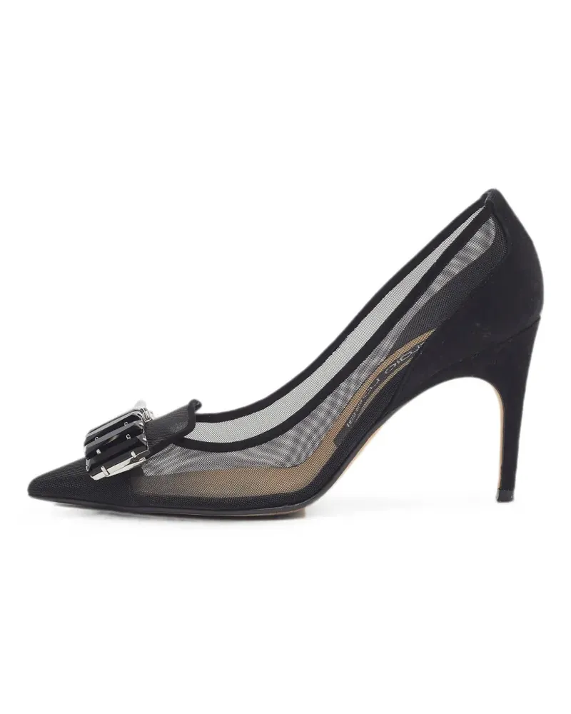 Sergio Rossi crystal-embellished mesh pumps - Schwarz Schwarz