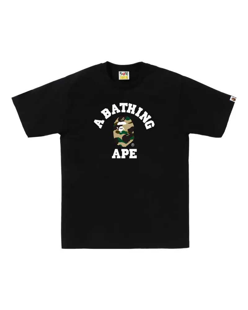 BAPE T-Shirt mit Camouflage-Logo - Schwarz Schwarz