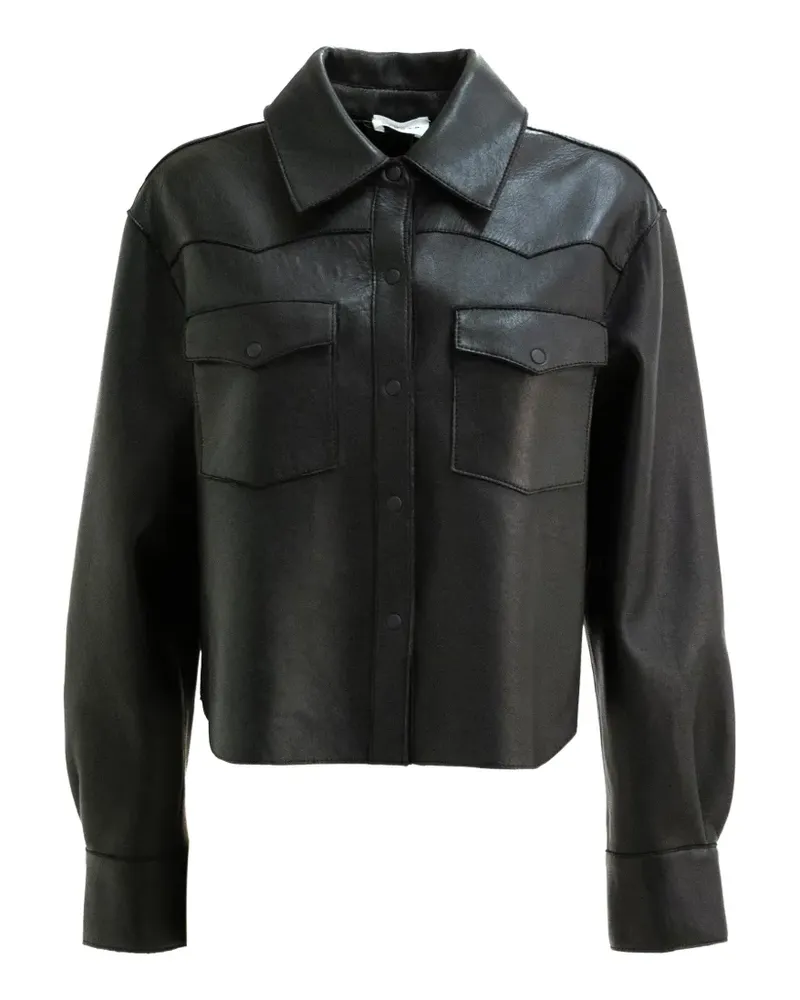 P.A.R.O.S.H. P.A.R.O H. Lederjacke mit Western-Passe - Schwarz Schwarz