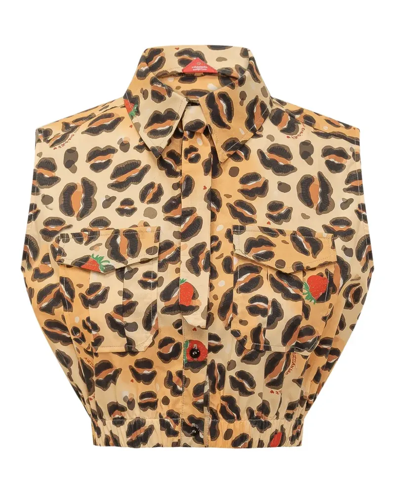 Alessandro Enriquez animal-print cropped shirt - Nude Nude