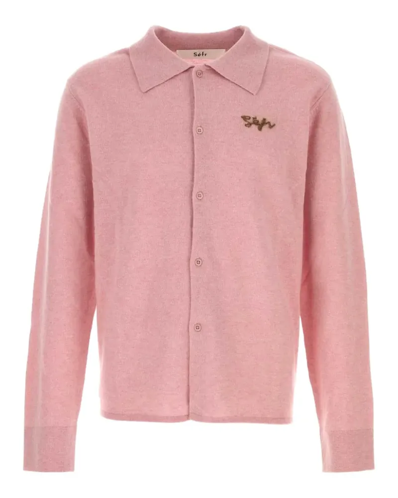 Séfr logo-embroidered knitted shirt - Rosa Rosa