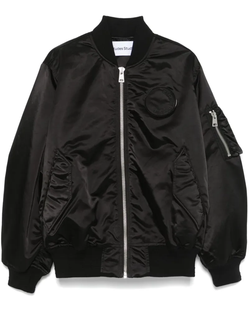 Études Studio Bomberjacke mit Logo-Patch - Schwarz Schwarz