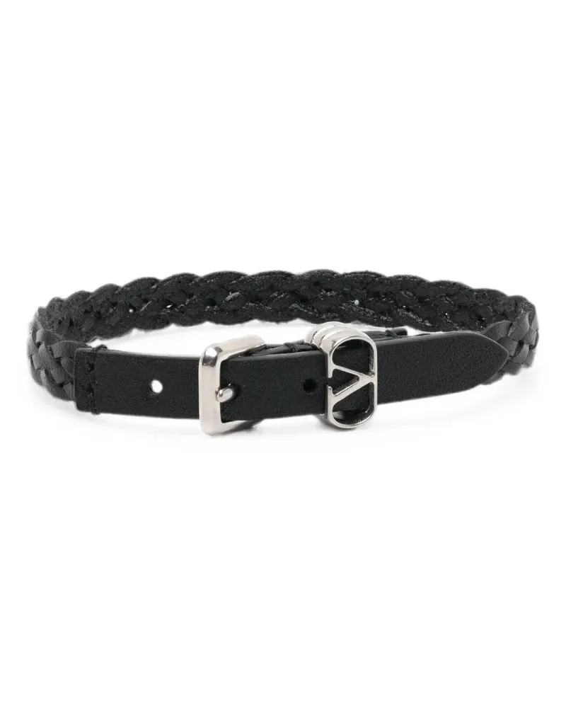 Valentino Garavani Ovalette braided-leather bracelet - Schwarz Schwarz
