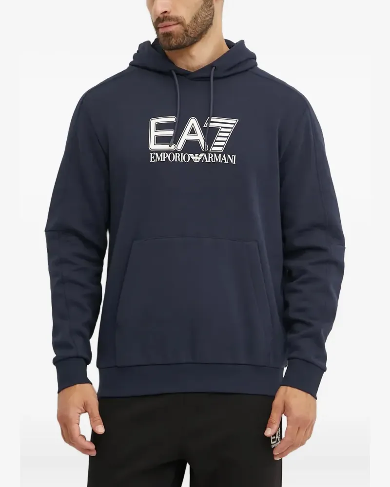 EA7 logo-print hoodie - Blau Blau
