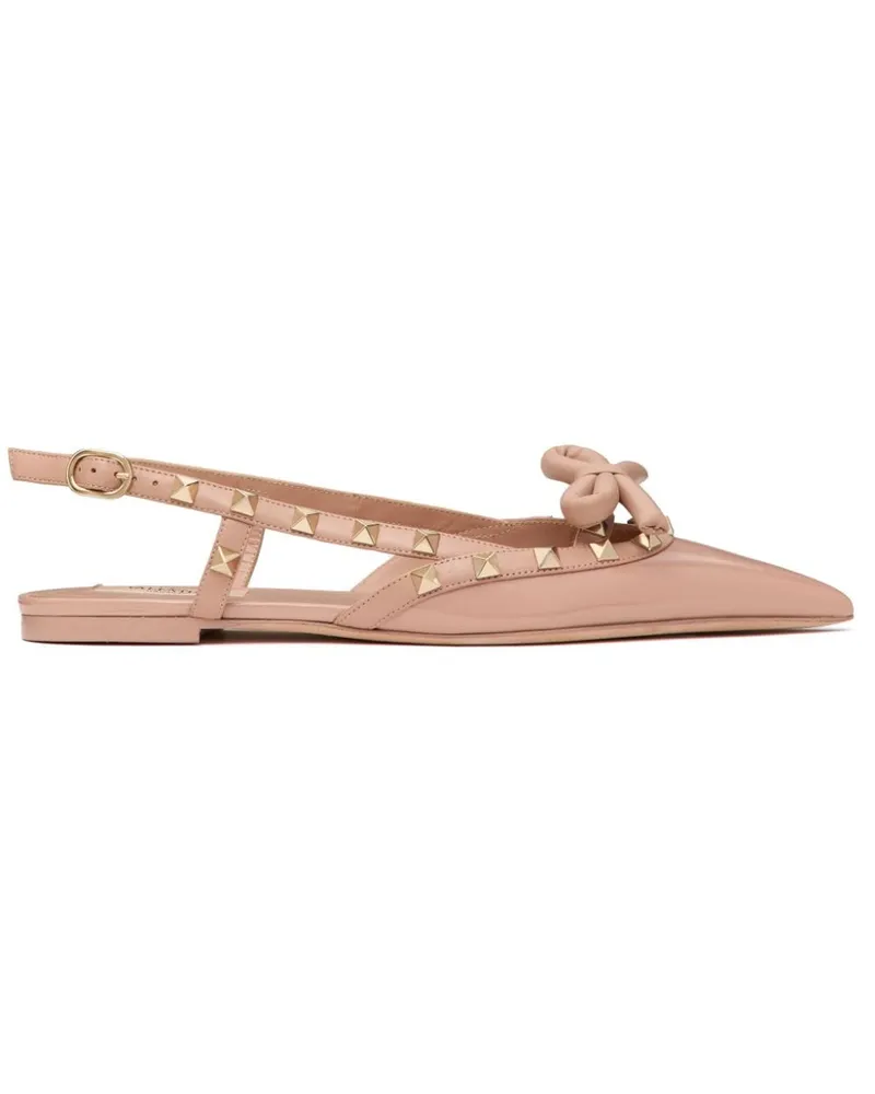 Valentino Garavani Rockstud Bow Slingback-Ballerinas Rosa