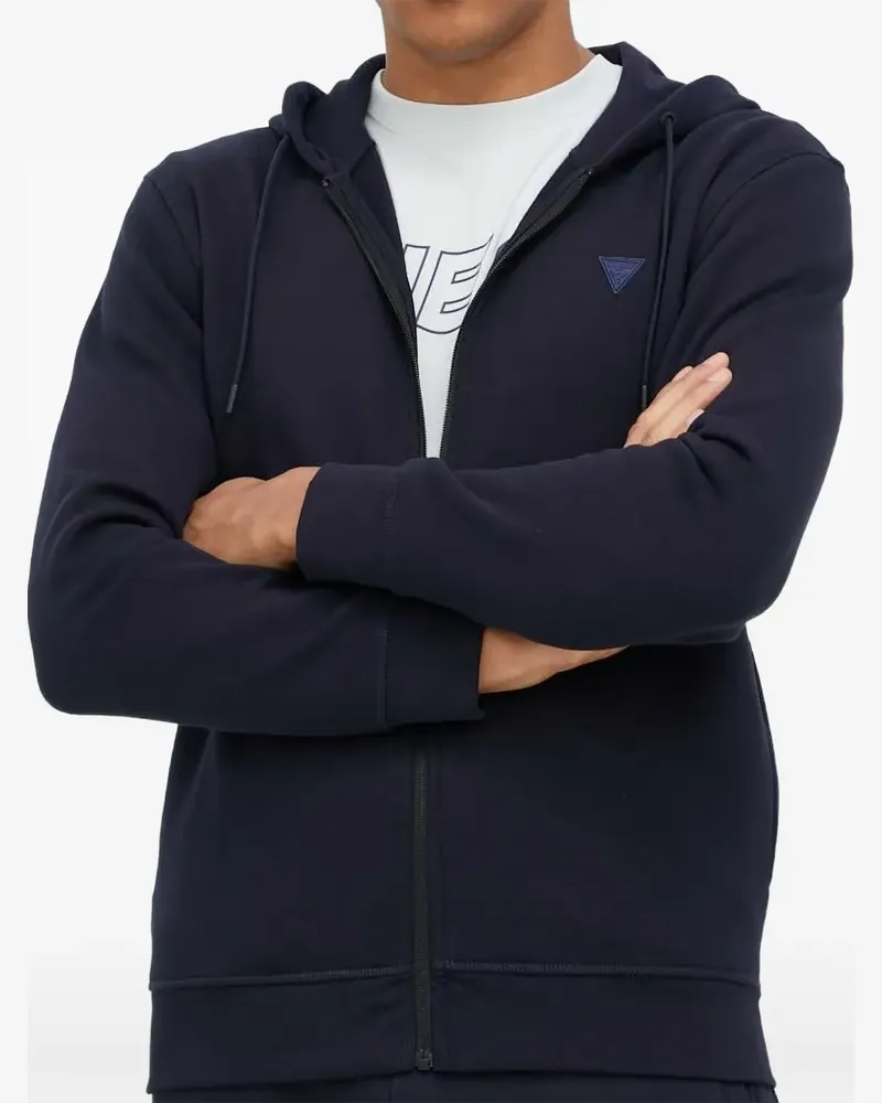 Guess Kapuzenjacke mit Logo-Patch - Blau Blau