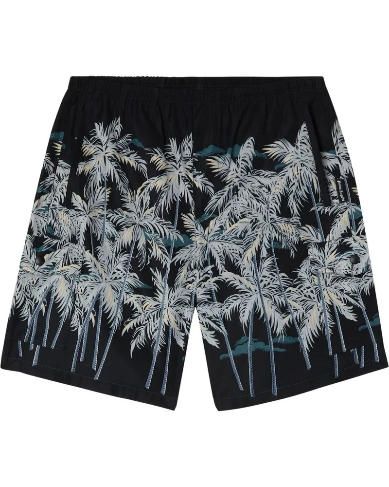 Palm Angels Badeshorts mit Palmen-Print - Schwarz Schwarz