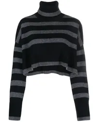 P.A.R.O.S.H. Gestreifter Cropped-Rollkragenpullover Schwarz