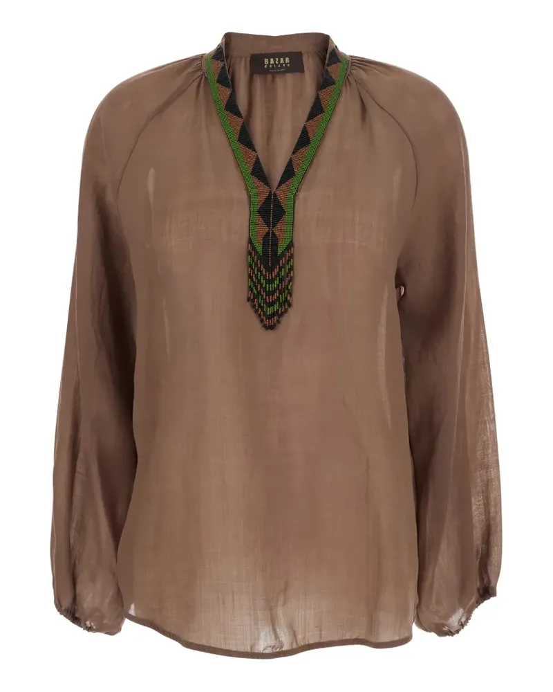 Bazar Deluxe Oberteil mit V-Ausschnitt - Braun Braun