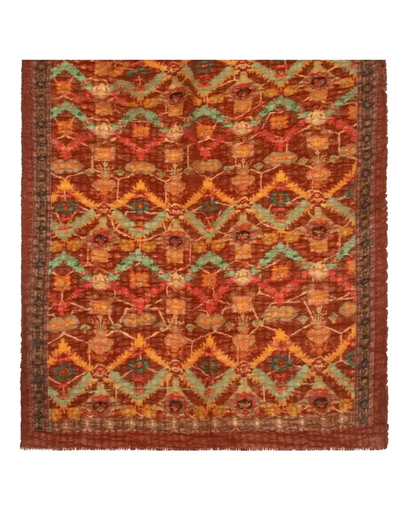 Leathersmith of London Kilim-print frayed scarf - Braun Braun