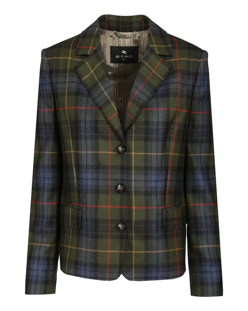 Etro Kastiger Blazer mit Makro-Check - Grün Grün