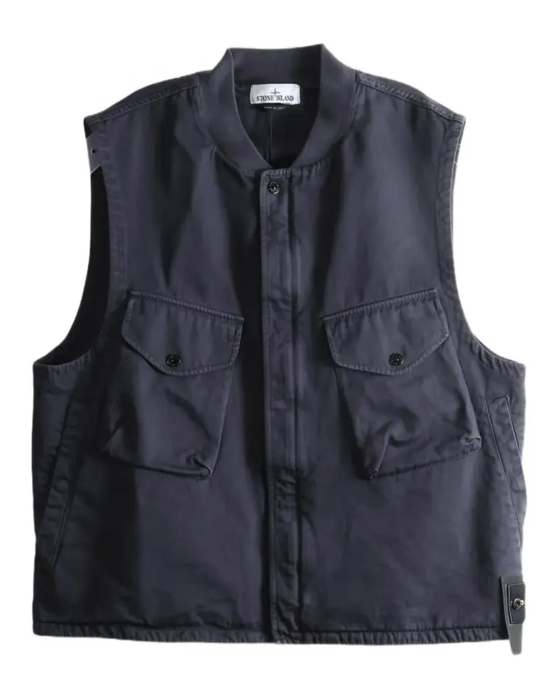 Stone Island G100013 dense cotton twill-tc vest - Blau Blau