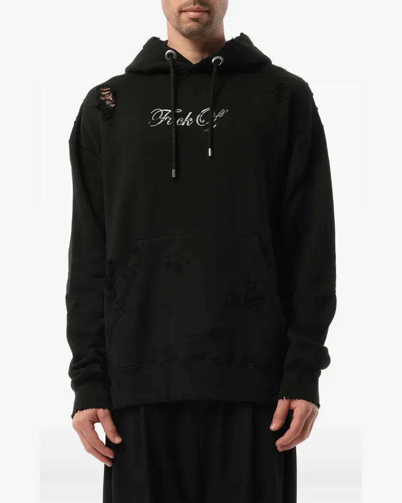 Mastermind Japan distressed logo-print hoodie - Schwarz Schwarz