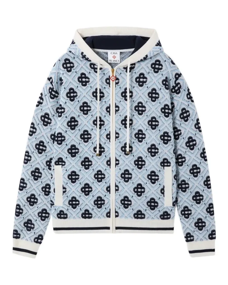 Casablanca Paris Monogram-pattern zip-up hoodie - Blau Blau