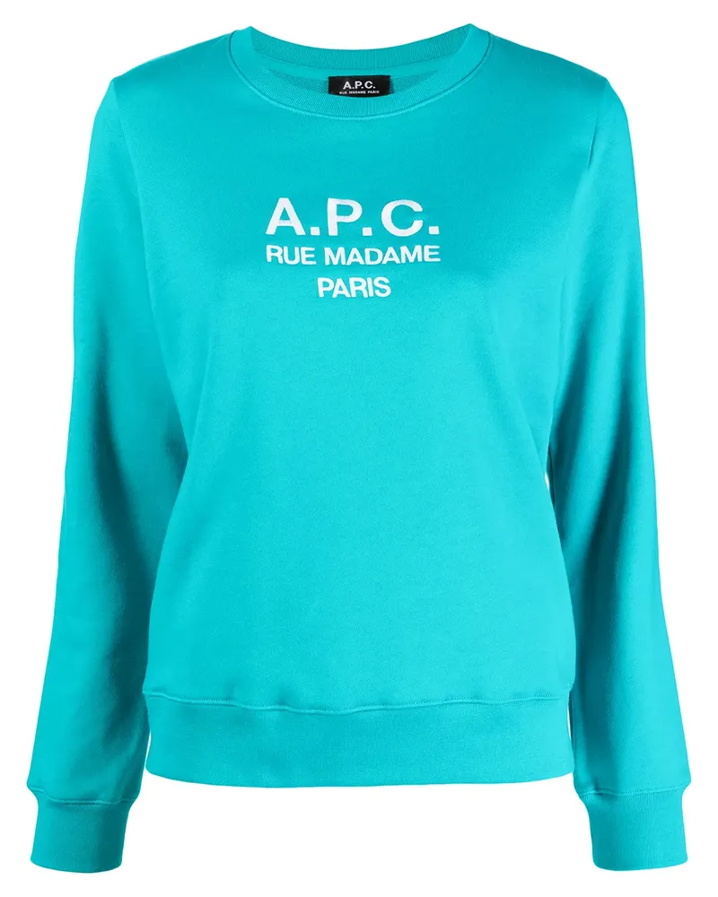 A.P.C. Sweatshirt mit Logo-Print - Grün Grün