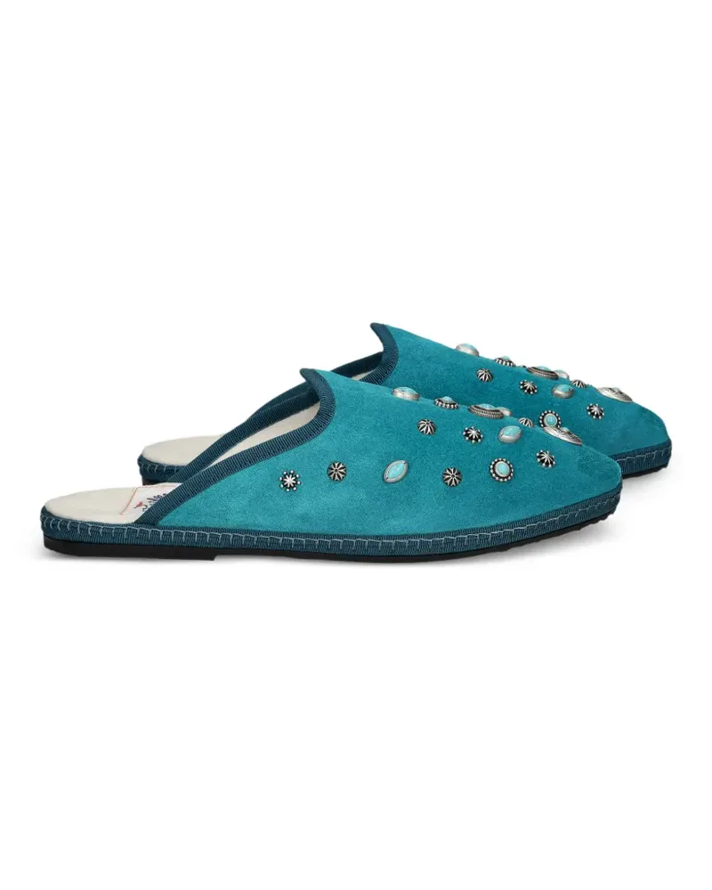 Fortela Flap Friulan Sabot studded suede mules - Blau Blau