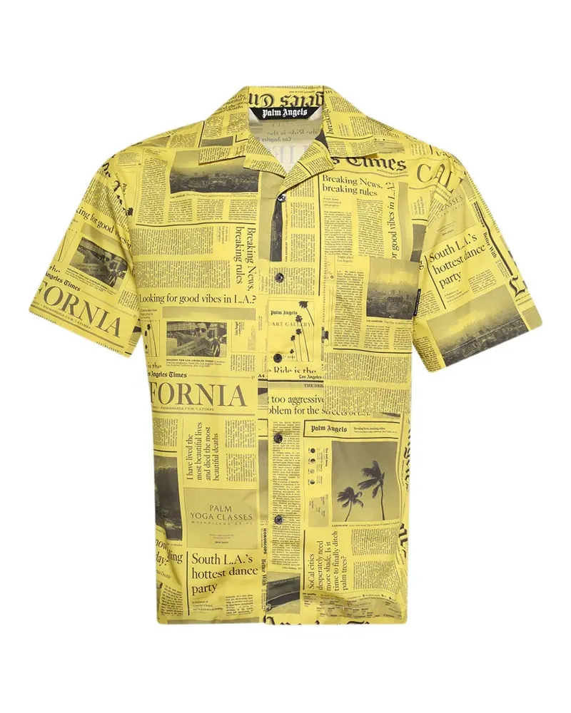 Palm Angels x LA Times newspaper short-sleeve shirt - Gelb Gelb
