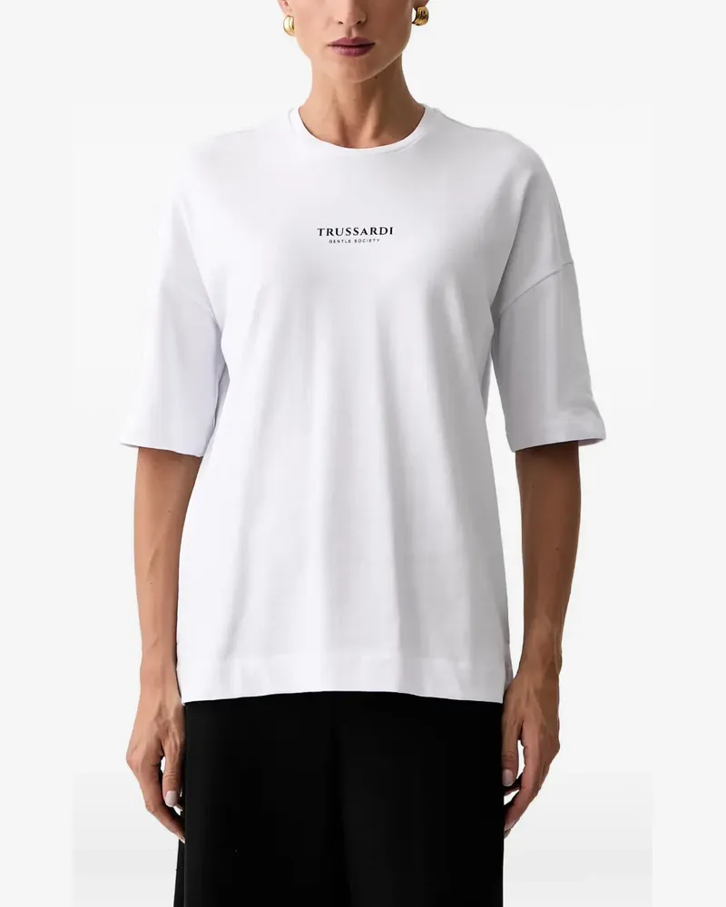 Trussardi T-Shirt mit tiefen Schultern - Weiß Weiß