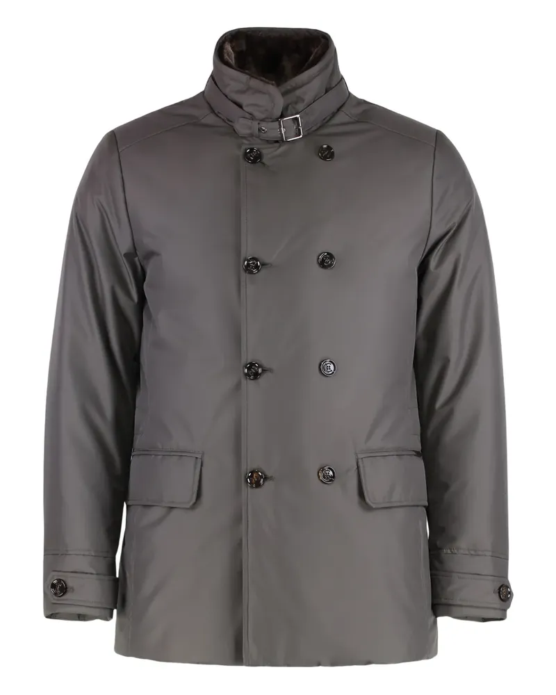 MOORER Doppelreihige Jacke mit Klappentasche - Grau Grau