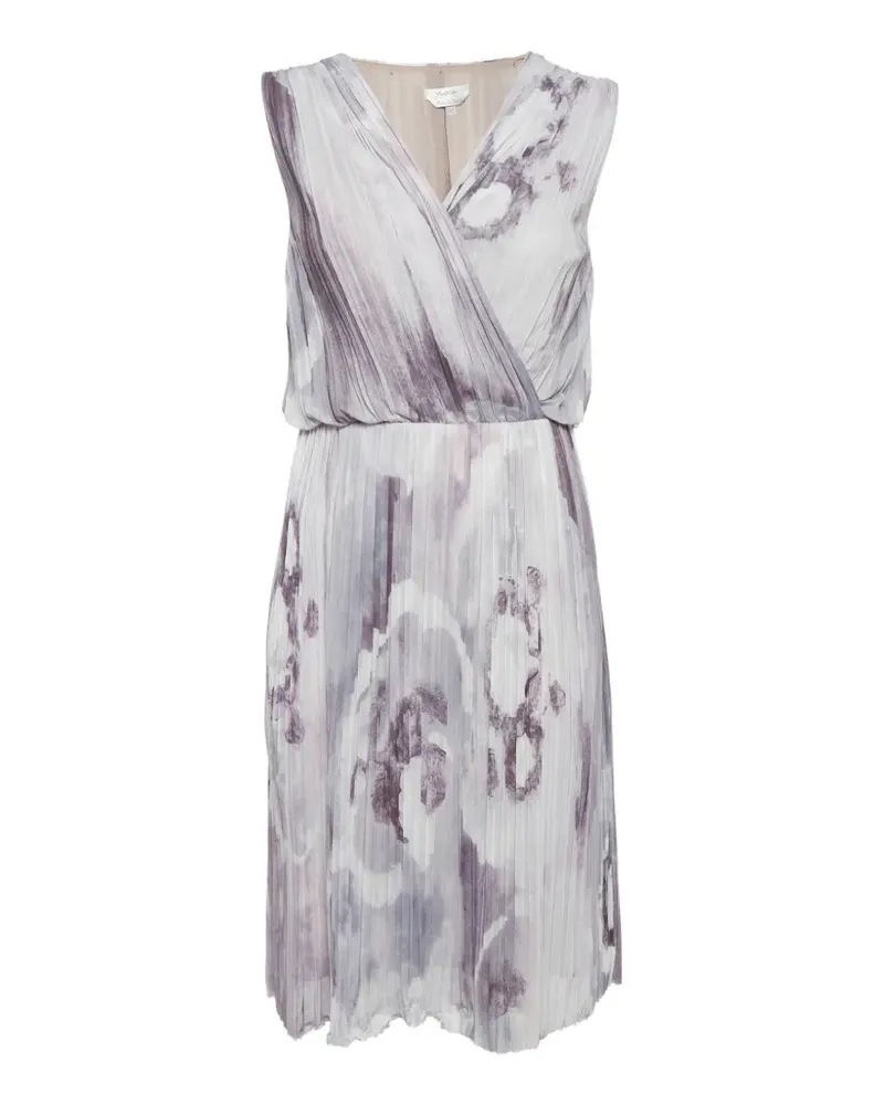 Max Mara printed plissé midi dress - Weiß Weiß