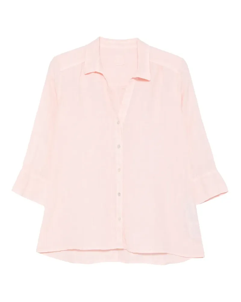 120% Lino V-neck buttoned shirt - Rosa Rosa