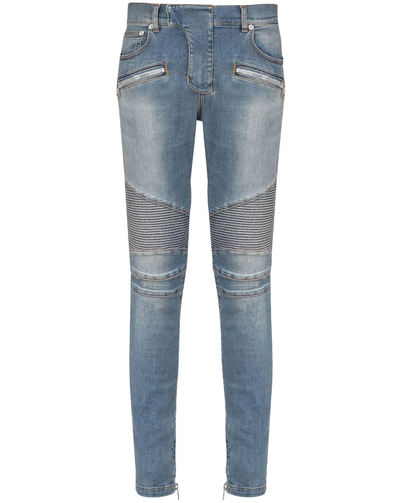 Balmain Jeans im Biker-Look - Blau Blau