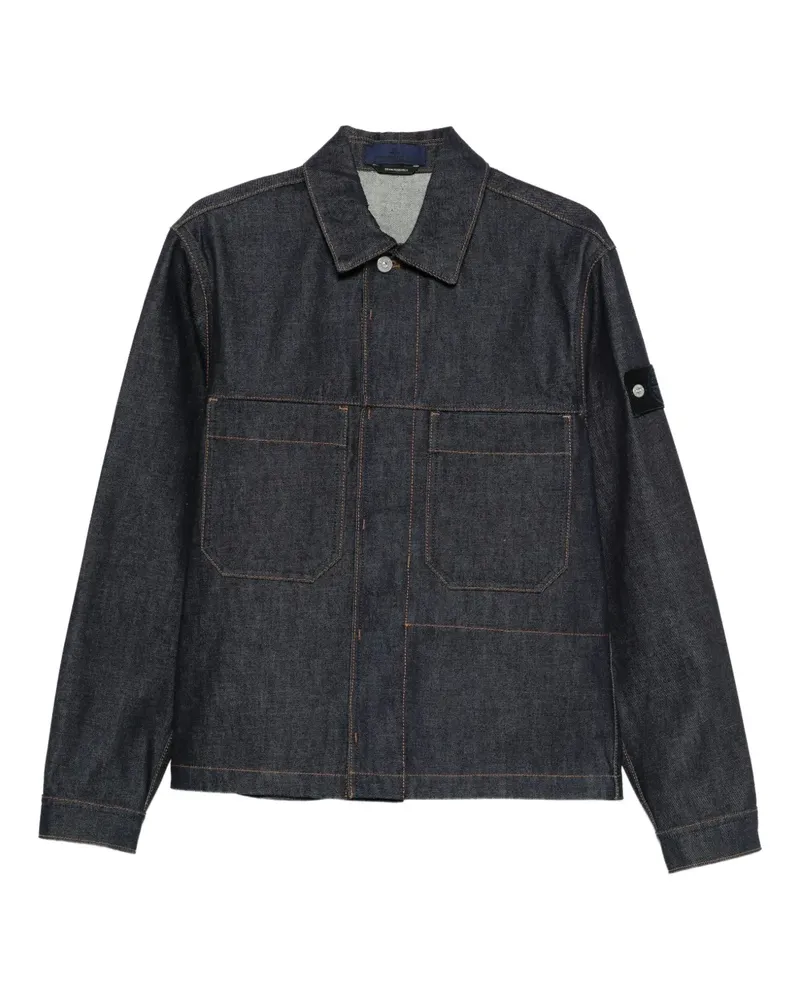 Stone Island Jeansjacke mit Kompass-Patch - Blau Blau