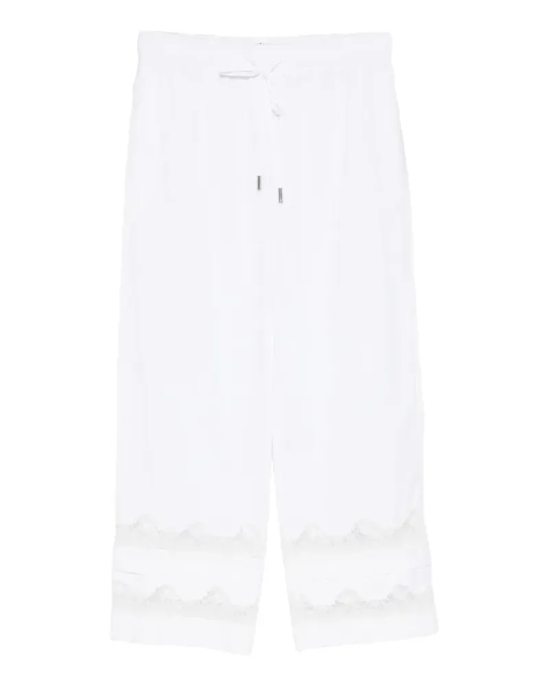 Ermanno Scervino lace-trim cropped trousers - Weiß Weiß