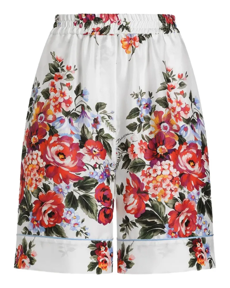 Dolce & Gabbana floral-print tie shorts - Weiß Weiß