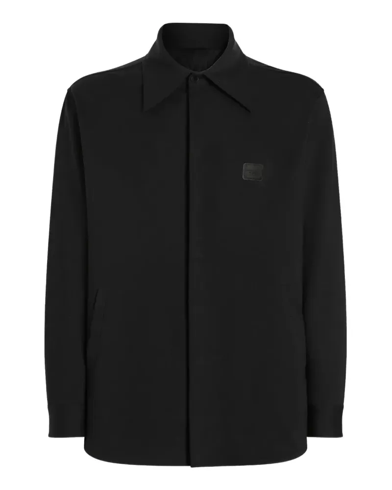 Dolce & Gabbana Hemd aus technischem Stoff mit Label - Schwarz Schwarz