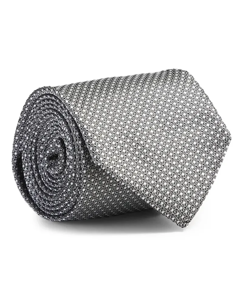 Dell'oglio Seidenkrawatte mit kleinem Muster - Grau Grau
