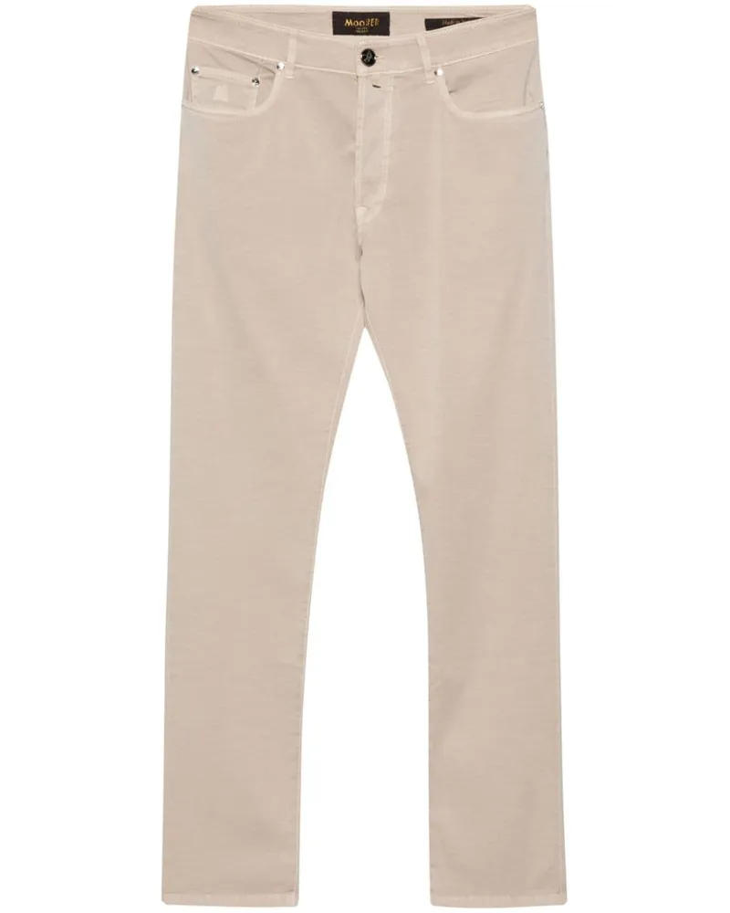 MOORER Tapered-Hose mit Logo-Stickerei - Nude Nude