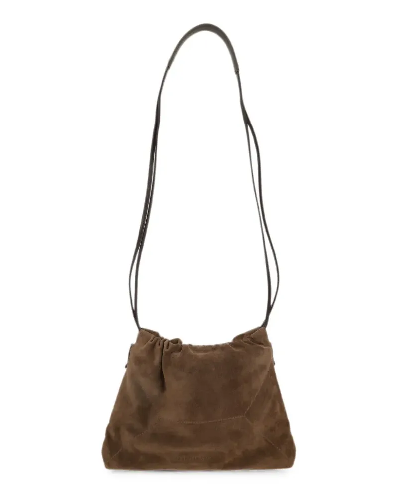 Brunello Cucinelli Schultertasche aus Wildleder mit Kordelzug - Braun Braun