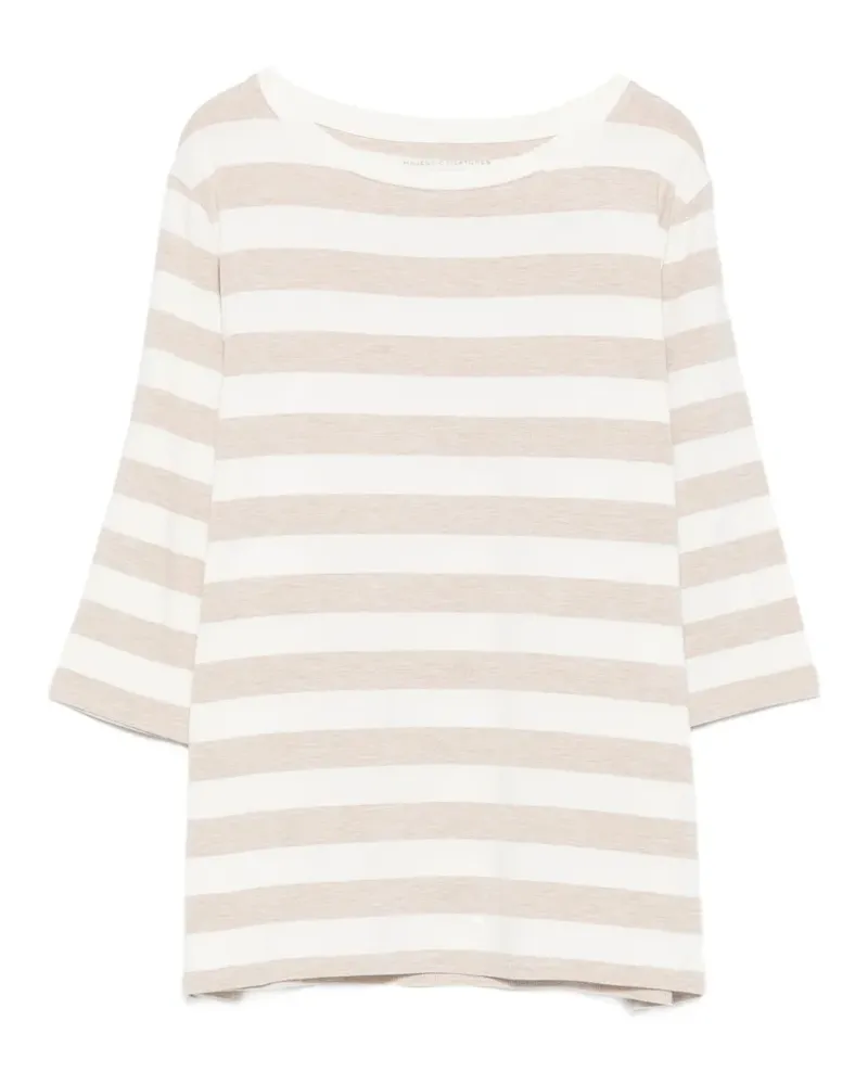 Majestic horizontal-stripe three-quarter-sleeve T-shirt - Weiß Weiß