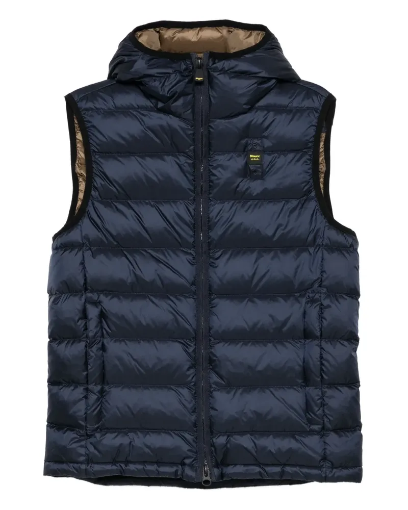 Blauer Wattierte Arden Kapuzenweste Blau