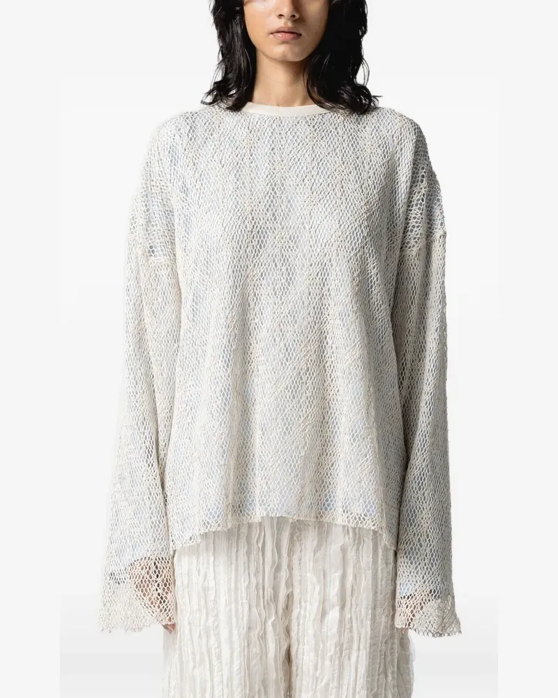Muller of Yoshiokubo Spiderweb mesh-layered long-sleeve top - Weiß Weiß