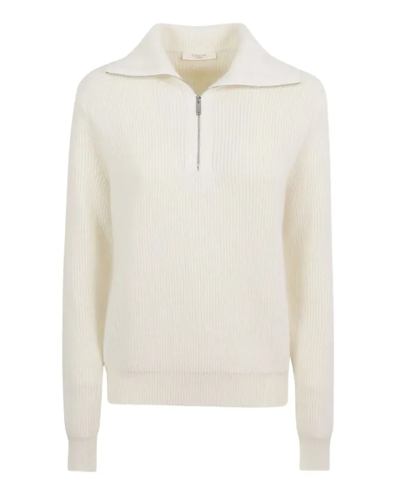 Zanone ribbed-knit quarter-zip sweater - Nude Nude