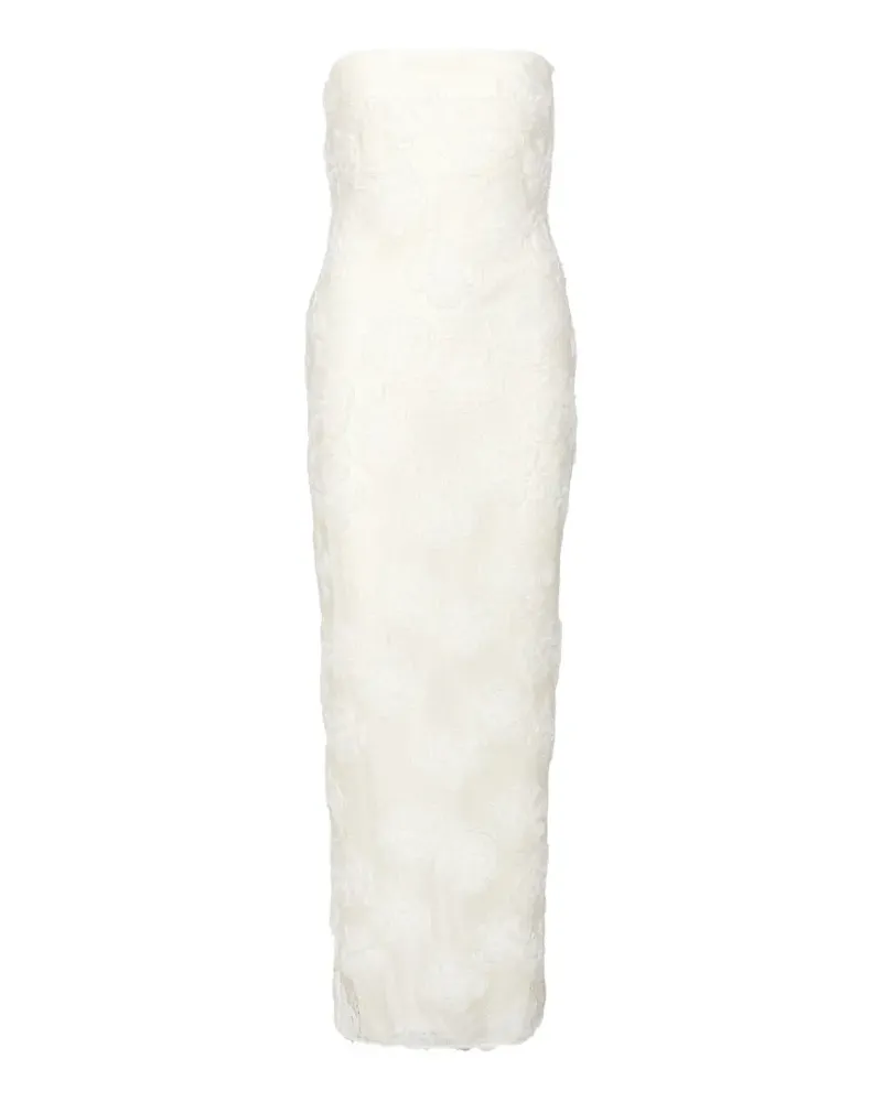 ROTATE Birger Christensen Flower Schlauchkleid aus Mesh - Nude Nude