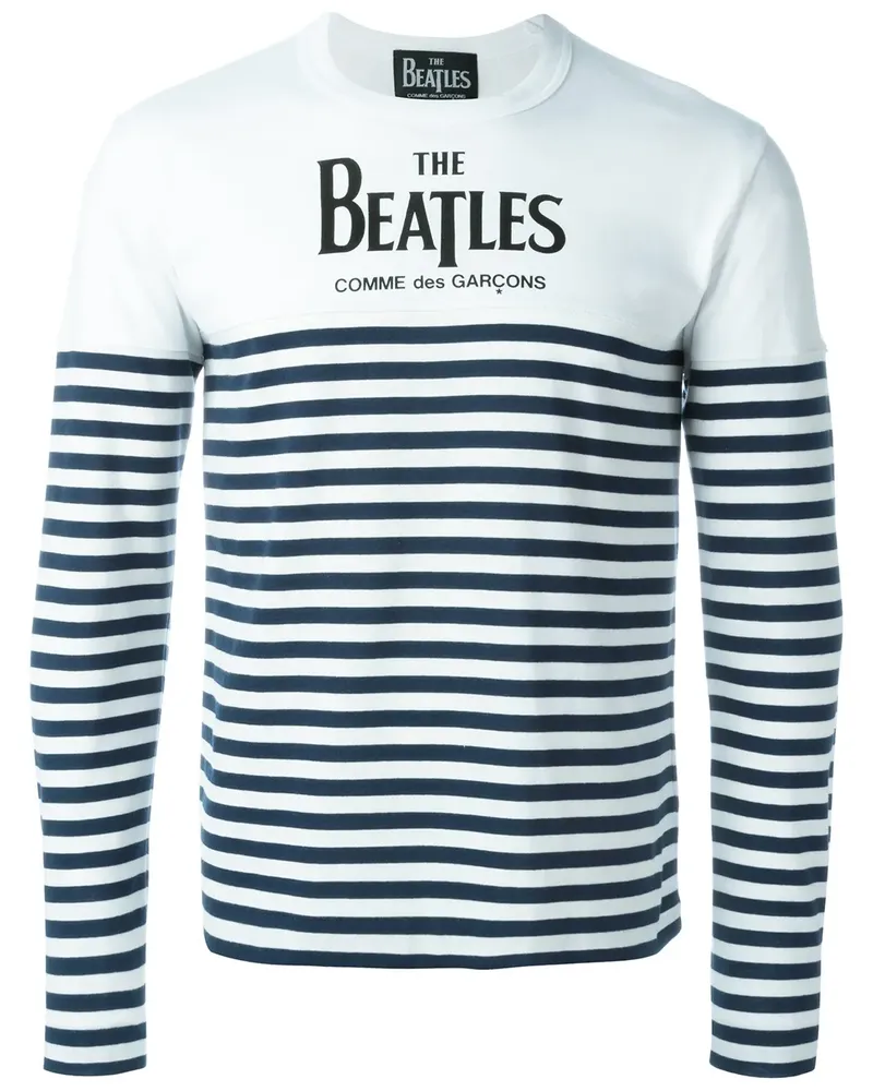 Comme des Garçons Gestreiftes Langarmshirt - Weiß Weiß