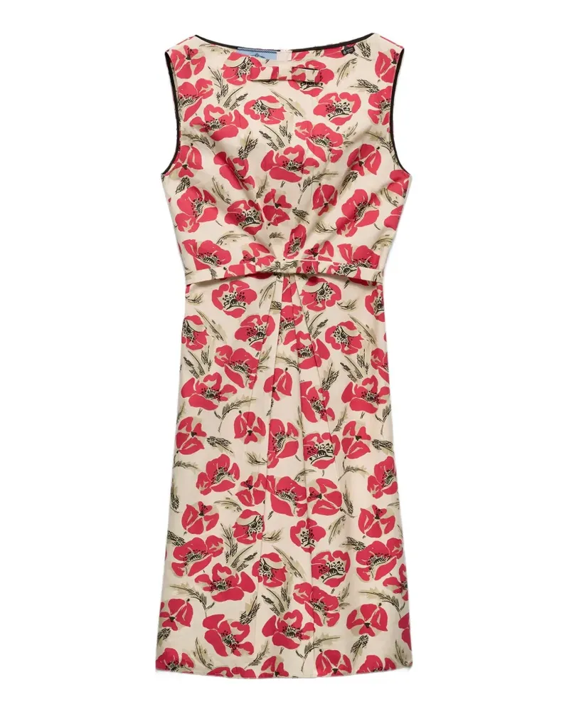 Prada printed soft poplin dress - Nude Nude