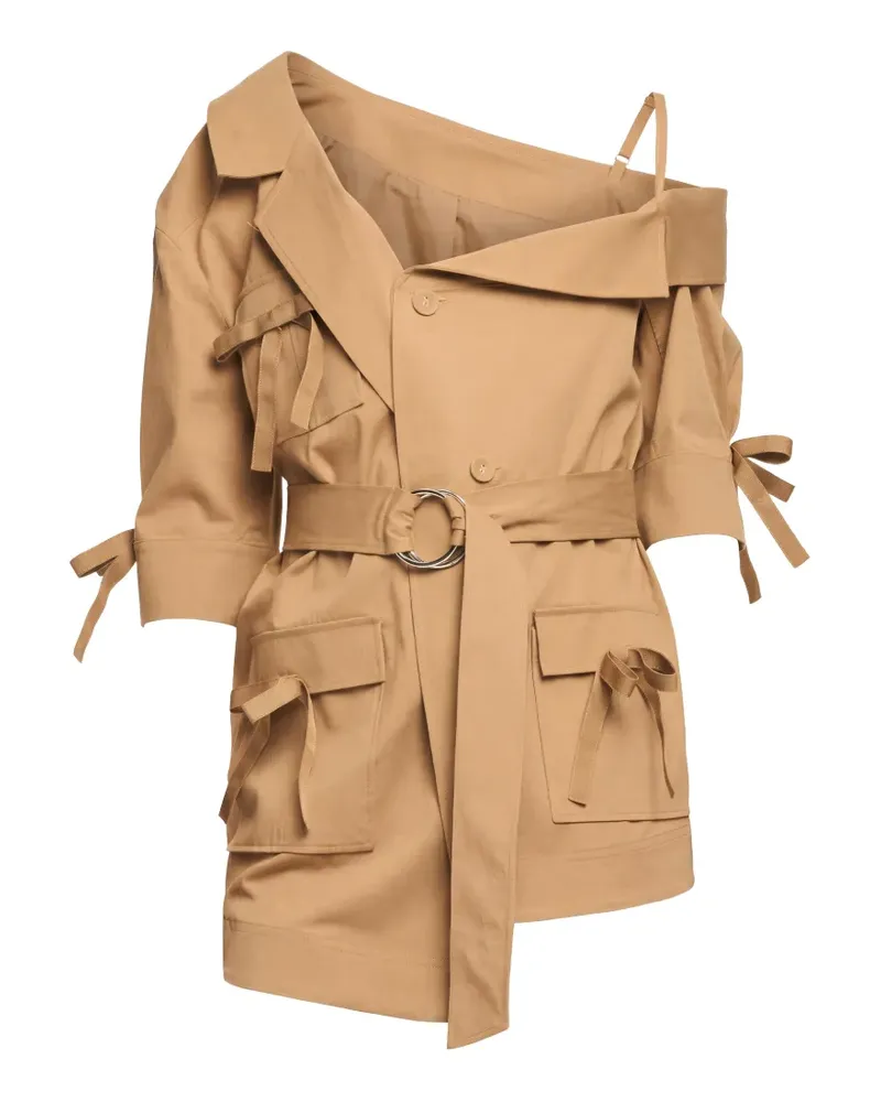 Cinq à Sept Schulterfreie Saige Jacke mit Gürtel - Nude Nude