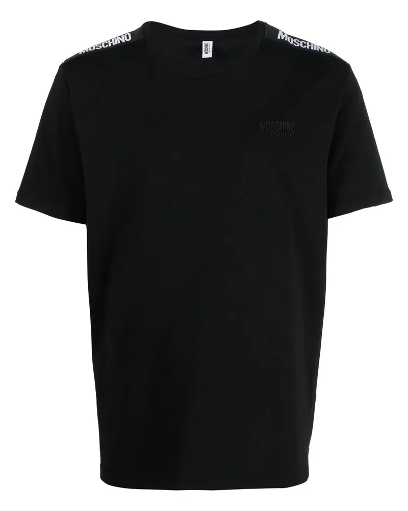 Moschino T-Shirt mit Logo-Streifen - Schwarz Schwarz