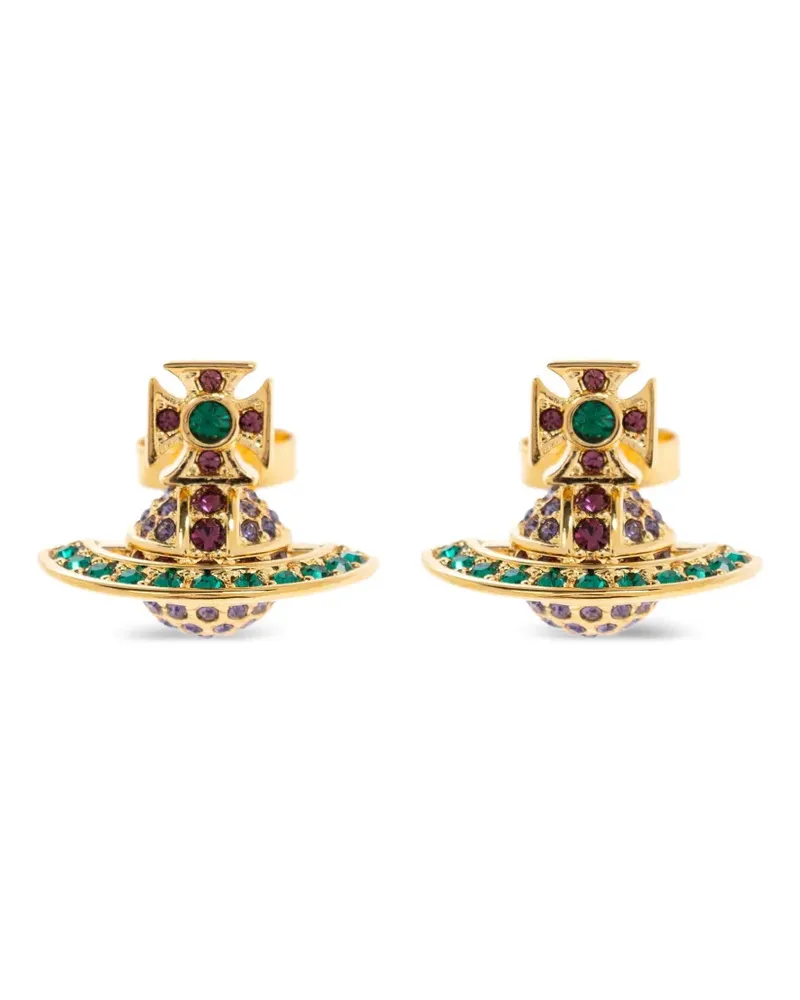 Vivienne Westwood orb cross crystal earrings - Gold Gold