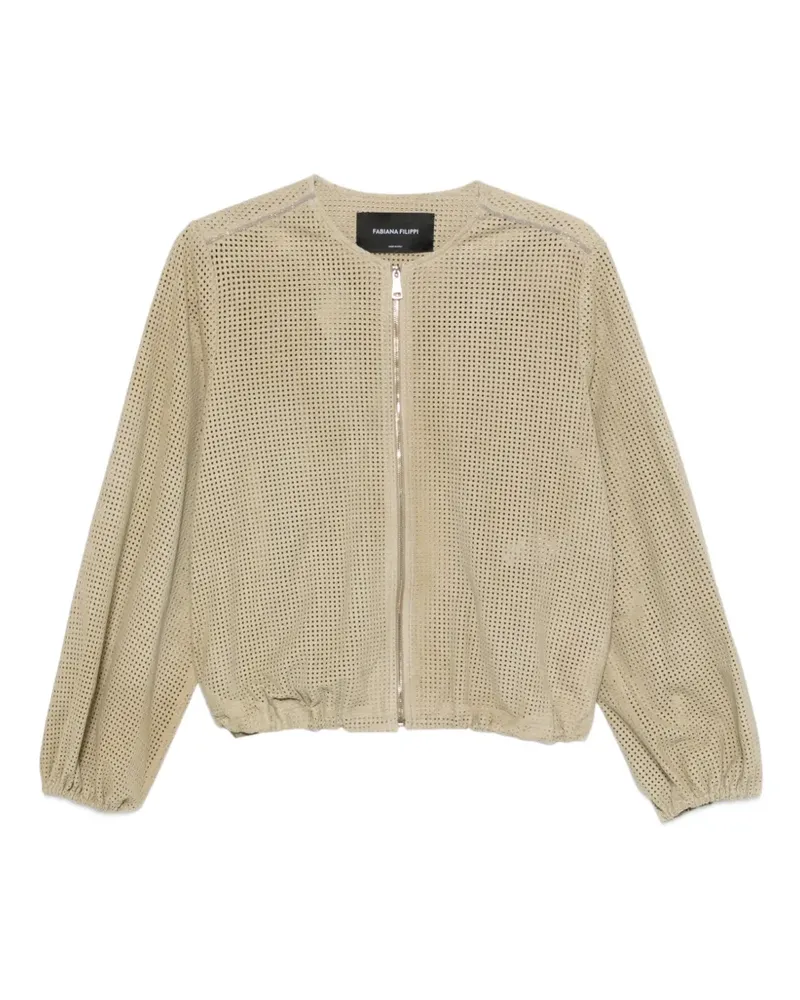 Fabiana Filippi perforated-design zip-up jacket - Nude Nude