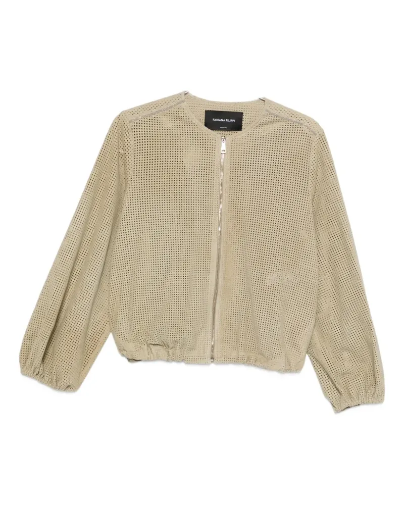 Fabiana Filippi perforated-design zip-up jacket - Nude Nude