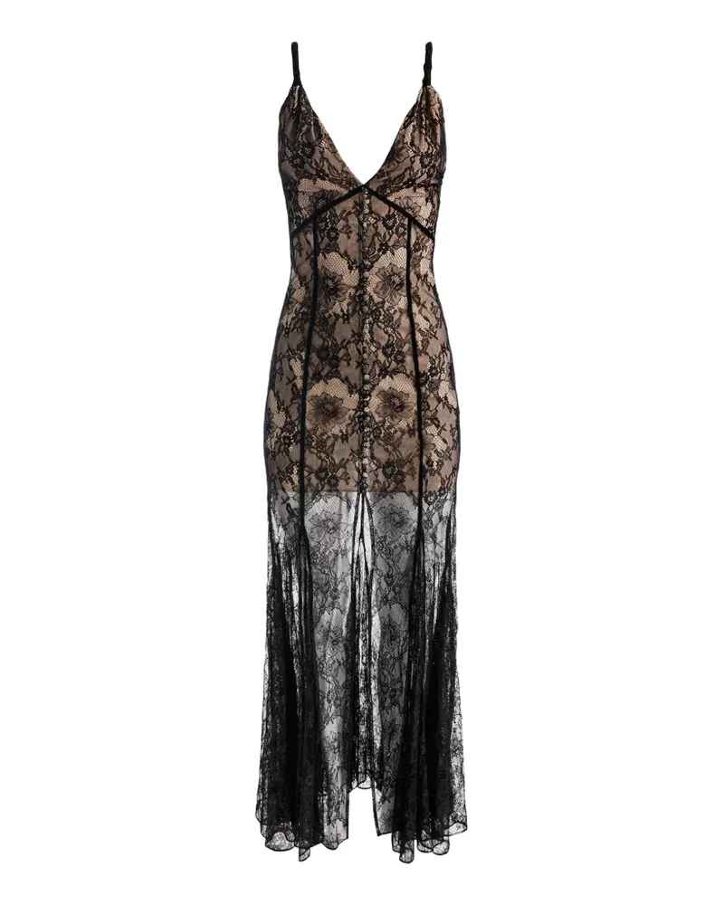 Alice + Olivia Alana Maxikleid aus Spitze - Schwarz Schwarz